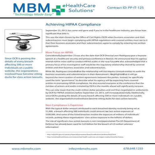 MBM Achieving HIPAA Compliance Whitepaper