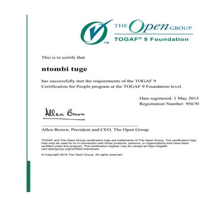 Togaf Foundation Certification