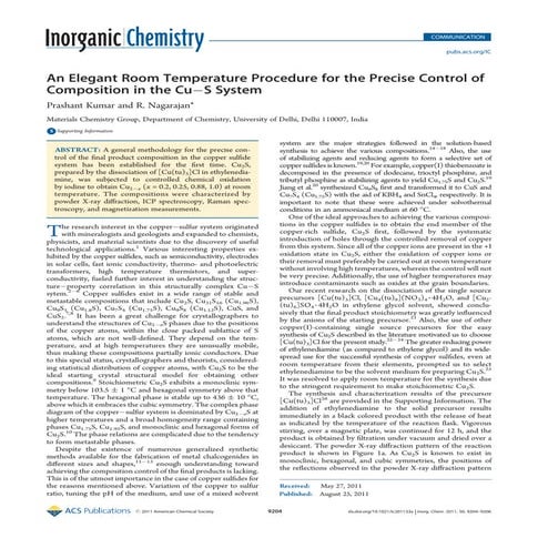 INORG CHEM Cu-S 2nd paper Prashant