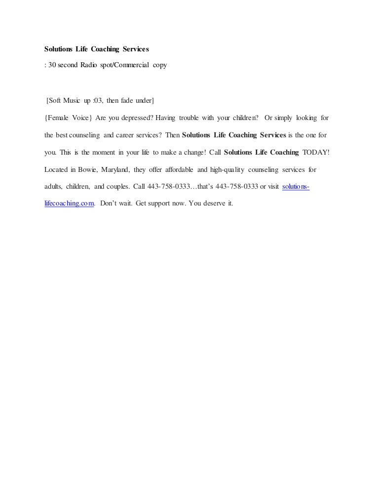 Solutions Life Coaching Services Commercial Copy Ariel Campbell