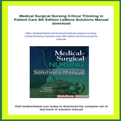 Medical Surgical Nursing Critical Thinking in Patient Care 5th Edition ...