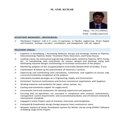 Resume - M Anil Kumar - 16-07-2016
