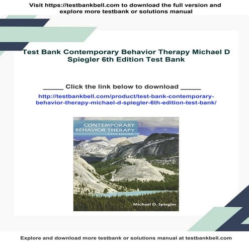 Test Bank Contemporary Behavior Therapy Michael D Spiegler 6th Edition Test Bank
