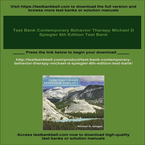 Test Bank Contemporary Behavior Therapy Michael D Spiegler 6th Edition Test Bank