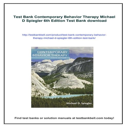 Test Bank Contemporary Behavior Therapy Michael D Spiegler 6th Edition Test Bank