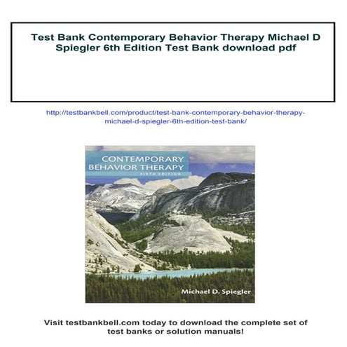 Test Bank Contemporary Behavior Therapy Michael D Spiegler 6th Edition Test Bank