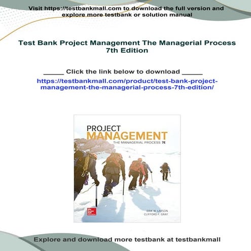 PDF Test Bank Project Management The Managerial Process 7th Edition download