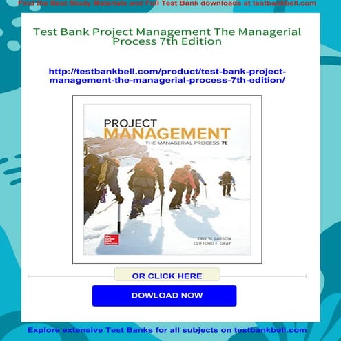 Test Bank Project Management The Managerial Process 7th Edition