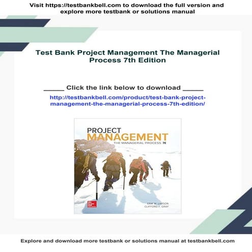 Test Bank Project Management The Managerial Process 7th Edition