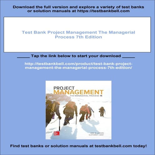 Test Bank Project Management The Managerial Process 7th Edition