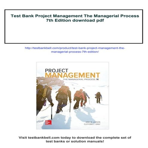 Test Bank Project Management The Managerial Process 7th Edition