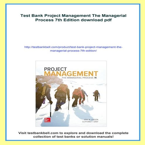 Test Bank Project Management The Managerial Process 7th Edition