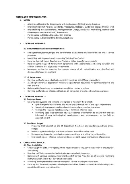 Technician Duties And Responsibilities | DOCX