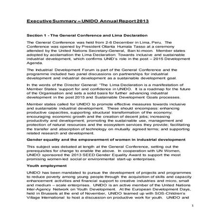 Executive Summary - UNIDO Annual Report 2013
