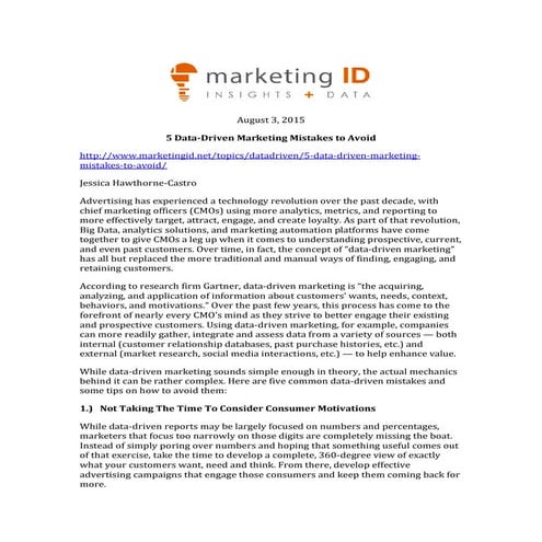 150803_Marketing ID_5 Data-Driven Marketing Mistakes To Avoid