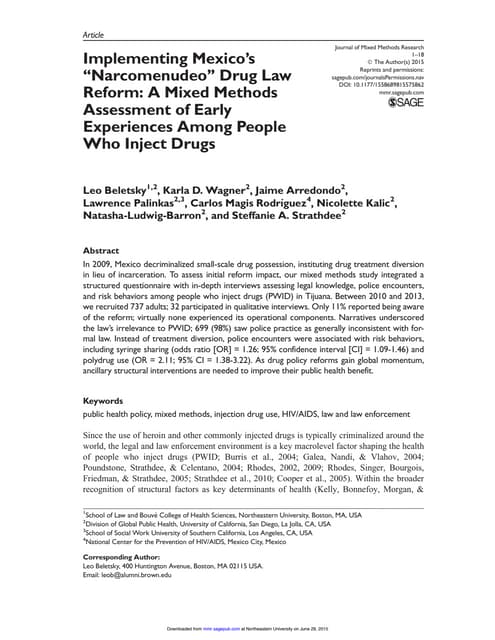 Beletsky et al. Narcomenudeo Implementation JMMR 2015