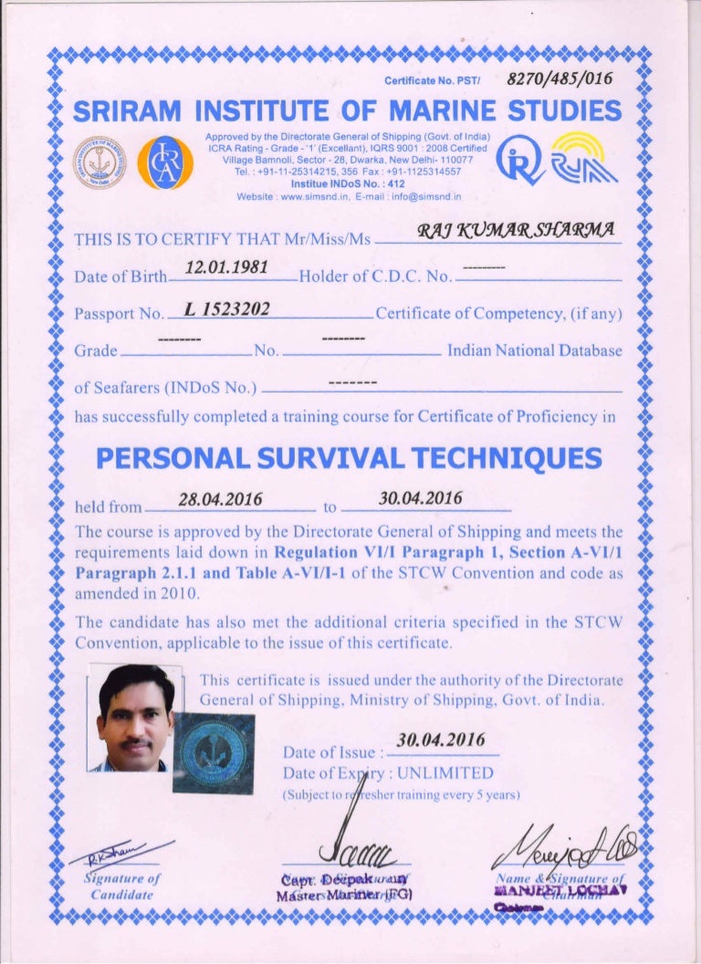 Offshore Safety Course STCW 2010 Certificate