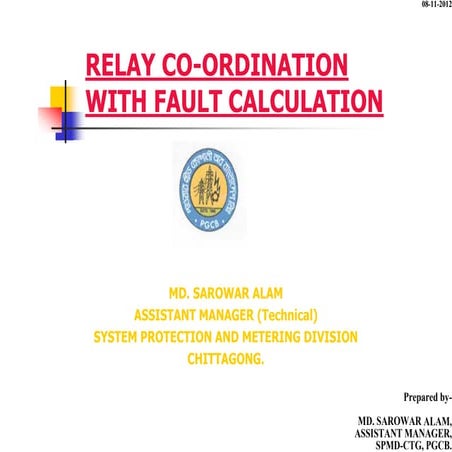 RELAY CO-ORDINATION WITH FAULT CALCULATION