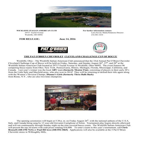 FOLLOWUP_Press_Release_2016_CLEVELAND_CHALLENGE_CUP_OF_BOCCE