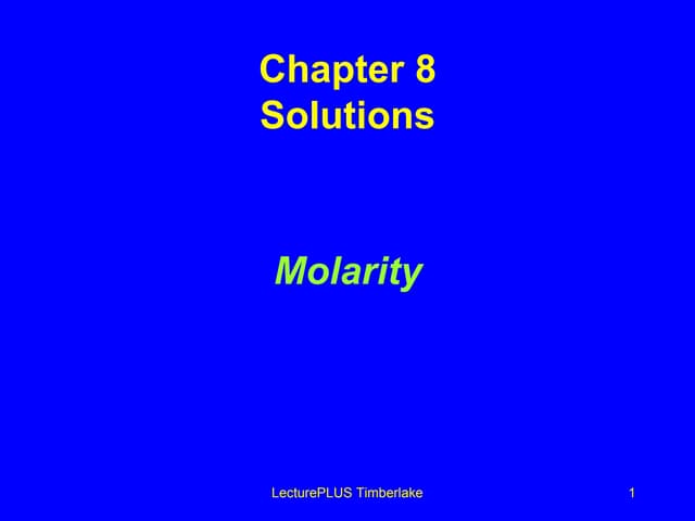 Molarity vs Molality