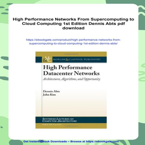 High Performance Networks From Supercomputing to Cloud Computing 1st ...