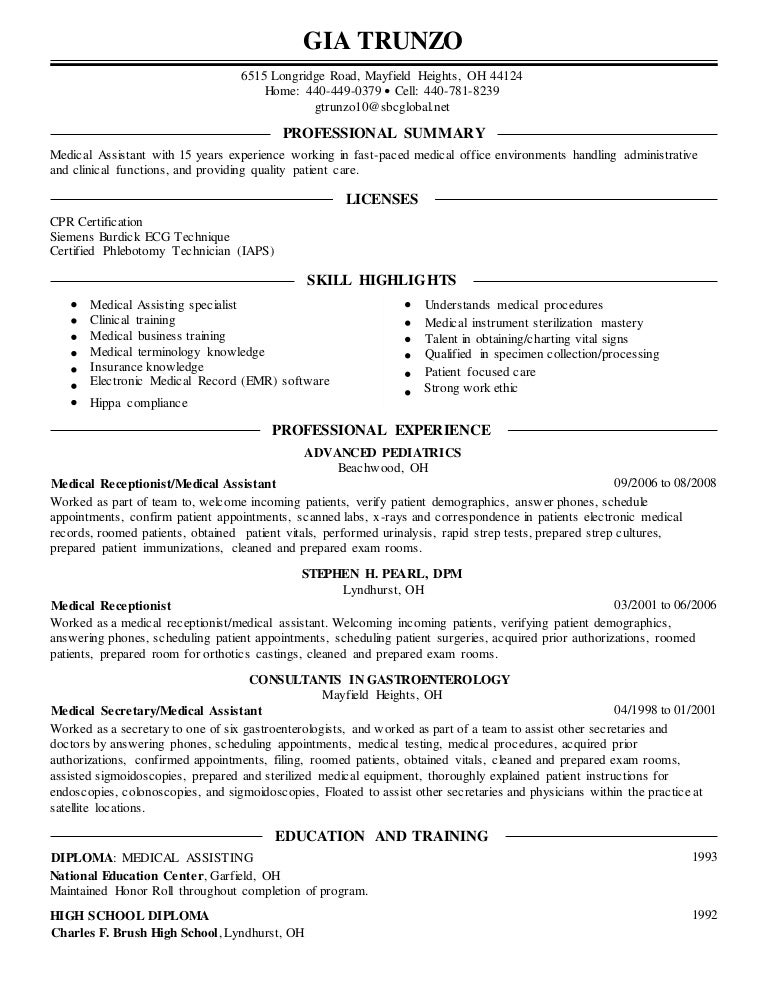 medical assisting resumes