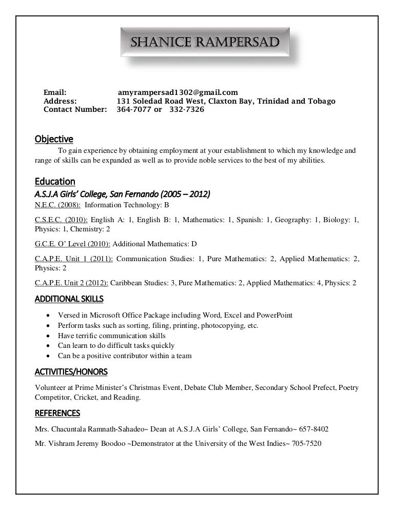 ShaniceRampersad Resume 1.0