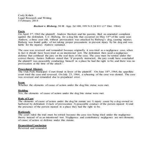 Animals and Negligence: What Every Attorney Should Know 2012 | PPTX