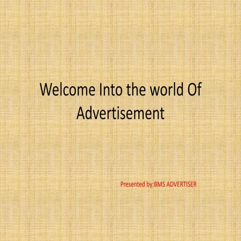 Welcome Into the world Advertisement