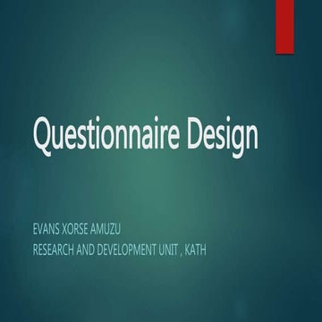 Questionnaire Design GCNM