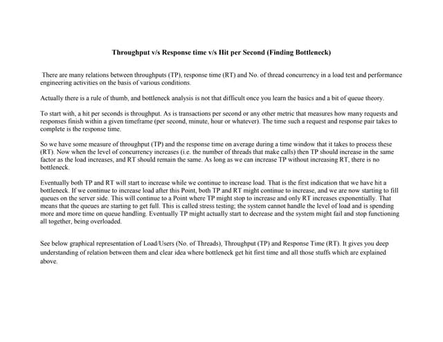 Throughput vs ResponseTime vs HitPerSecond and Memory Consideration in Perfor...