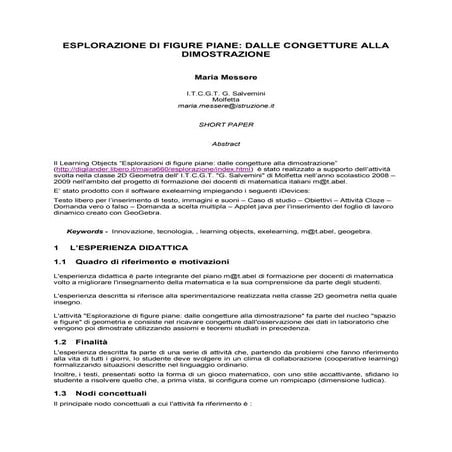 Esplorazione di figure piane: dalle congetture alla dimostrazione