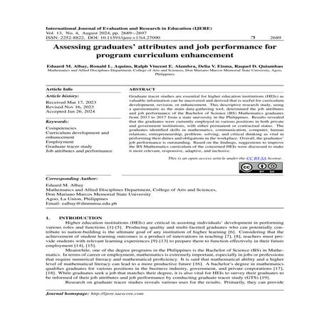 Assessing graduates’ attributes and job performance for program ...