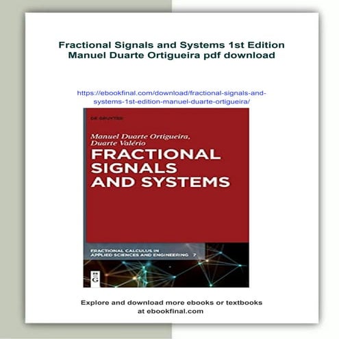 Fractional Signals and Systems 1st Edition Manuel Duarte Ortigueira