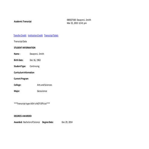 BSST Official Transcript Sean | PDF