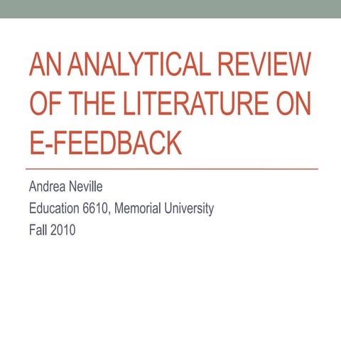 An analytical review of the literature on e-feedback