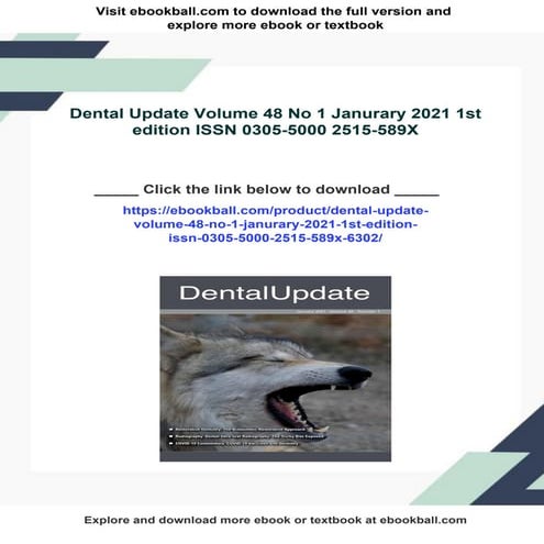 Dental Update Volume 48 No 1 Janurary 2021 1st edition ISSN 0305-5000 2515-589X