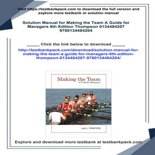 Solution Manual for Making the Team A Guide for Managers 6th Edition Thompson...