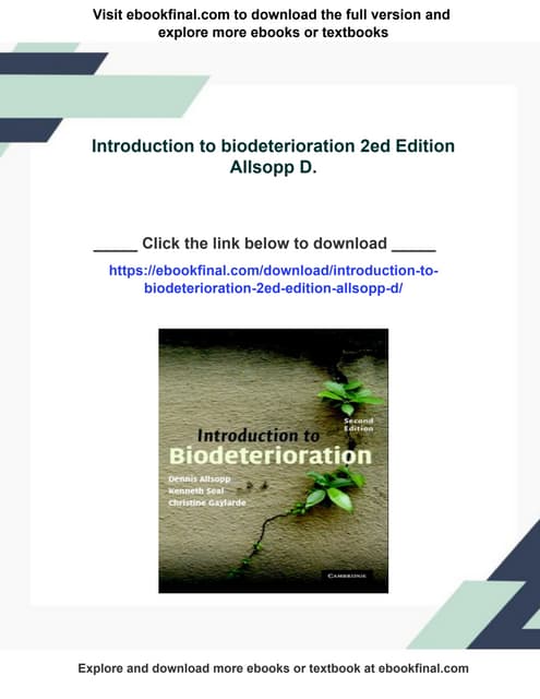 Introduction to biodeterioration 2ed Edition Allsopp D.