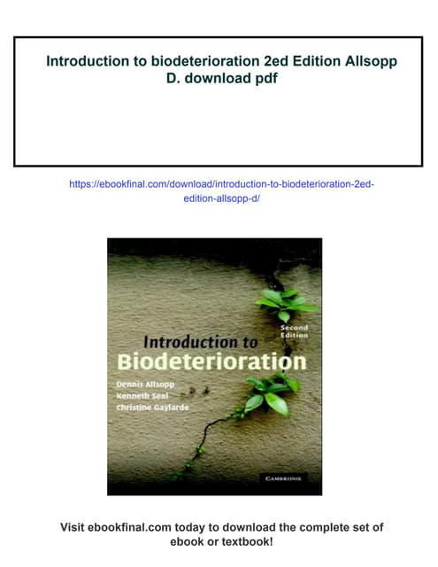 Introduction to biodeterioration 2ed Edition Allsopp D.