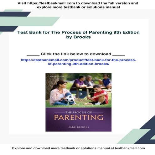 Test Bank for The Process of Parenting 9th Edition by Brooks | PDF