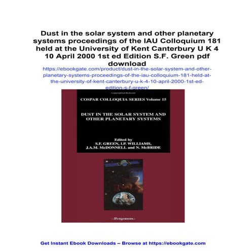 Dust in the solar system and other planetary systems proceedings of the IAU C...