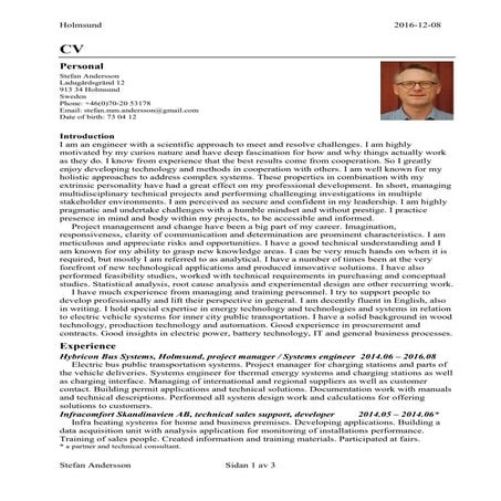 Cv Joseph Andersson English Version | DOC