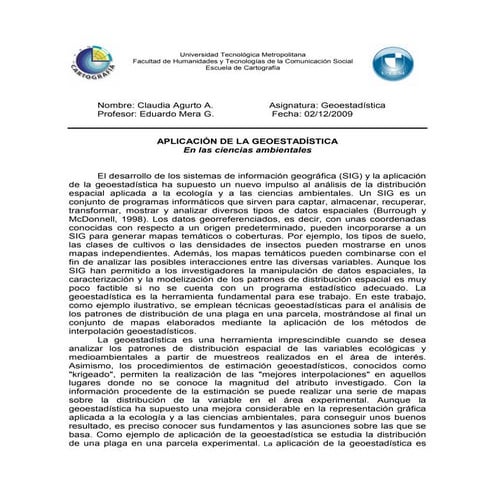 GEOESTADISTICA EN CIENCIAS AMBIENTALES
