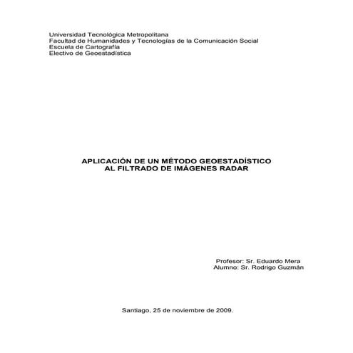 GEOESTATIDISTICA Y FILTRAJE DE RADAR