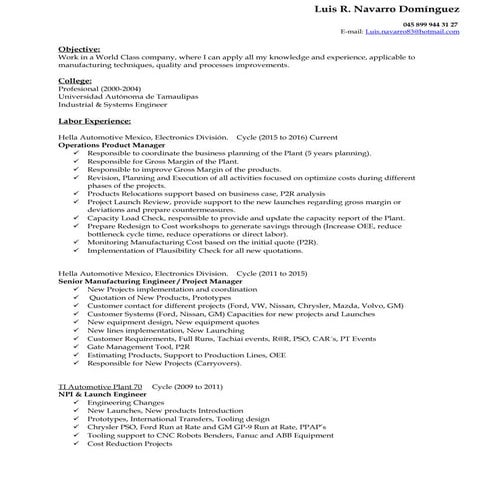 Luis Navarro Resume
