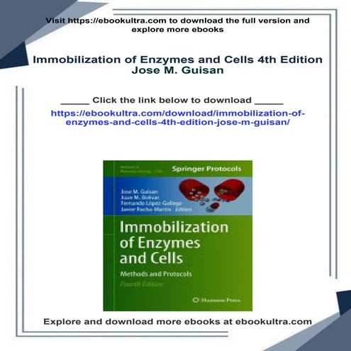 Immobilization of Enzymes and Cells 4th Edition Jose M. Guisan | PDF