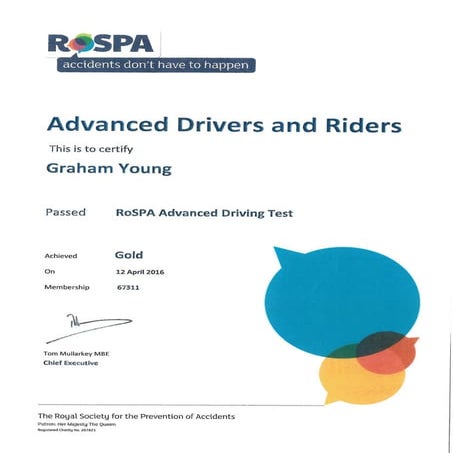 RoADAR Gold Certificate