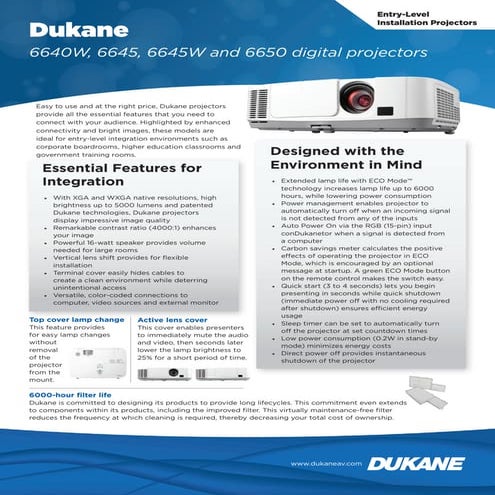 Dukane Imagepro 6640 w Data Video Projectors