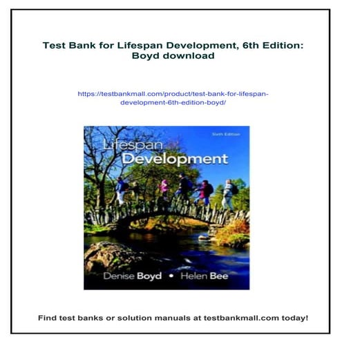 Test Bank for Lifespan Development, 6th Edition: Boyd | PDF